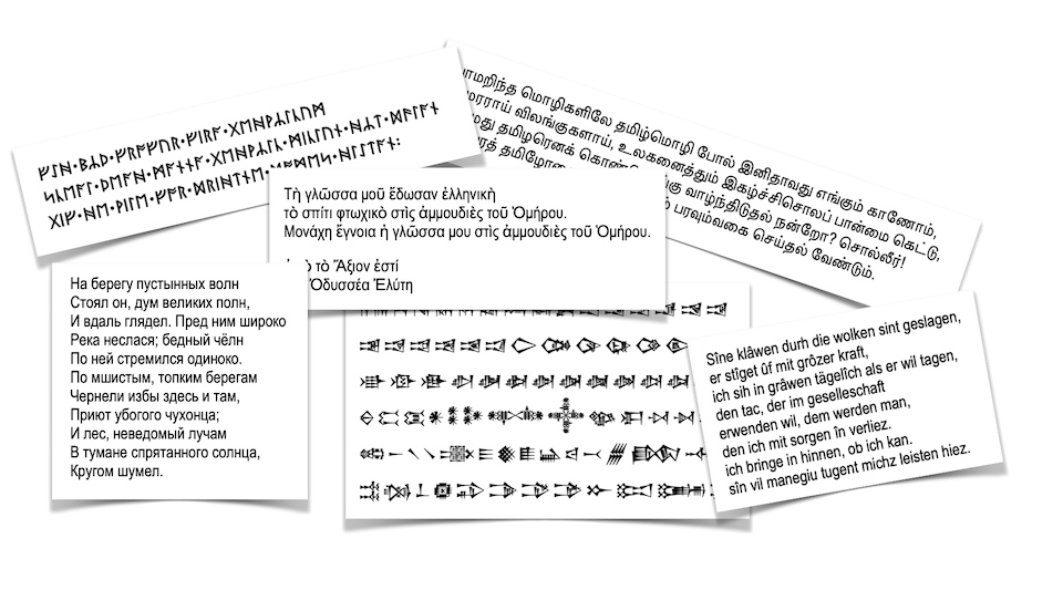 A sample of various Unicode scripts